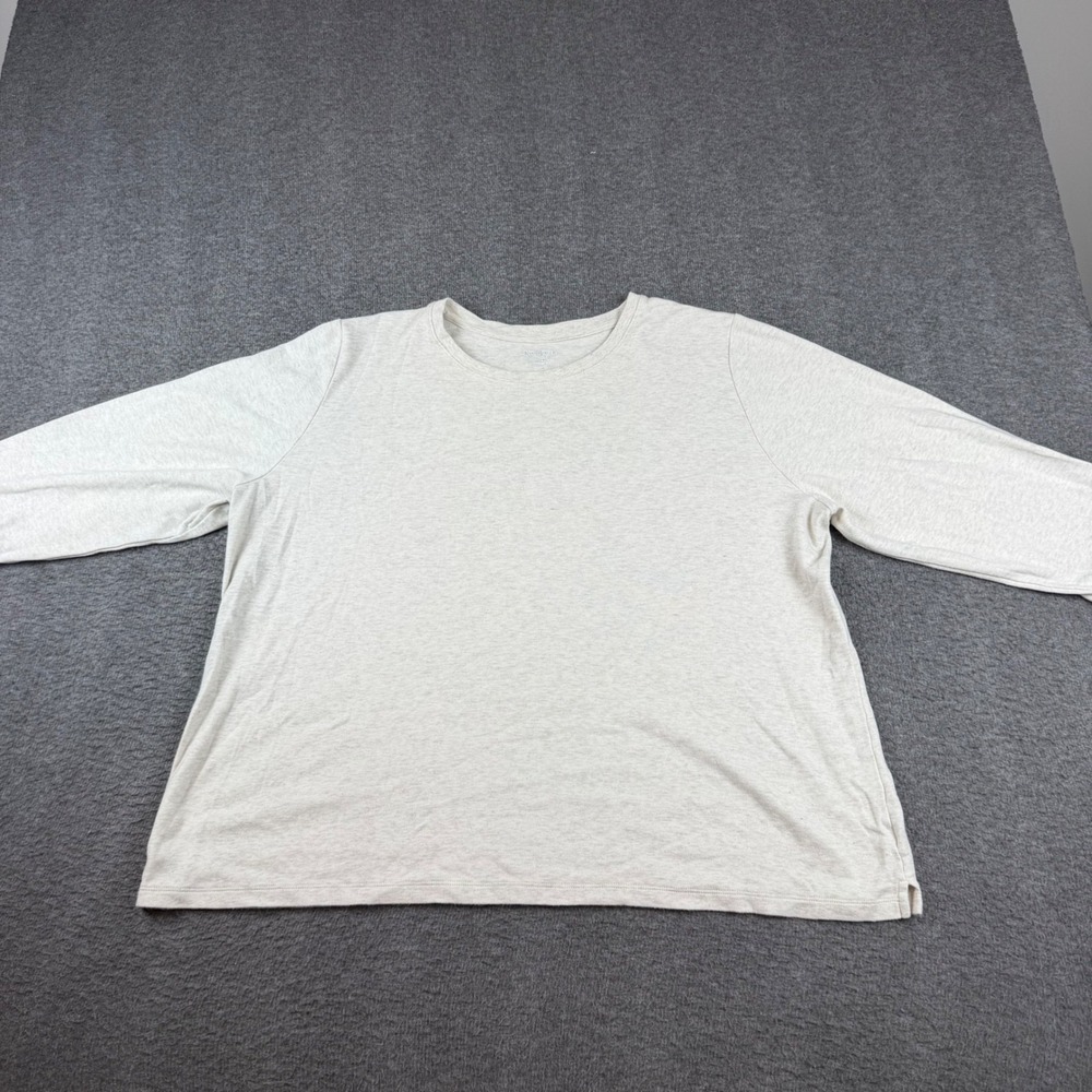 Kim Rogers Curvy Tee Womens 1X Oatmeal Heather Long Sleeve Cotton Crew Neck
